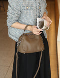 Genuine leather mini round bag - premium women's bag, new 2024 trend, ladies' autumn/winter handbag, shoulder bag, crossbody bag
