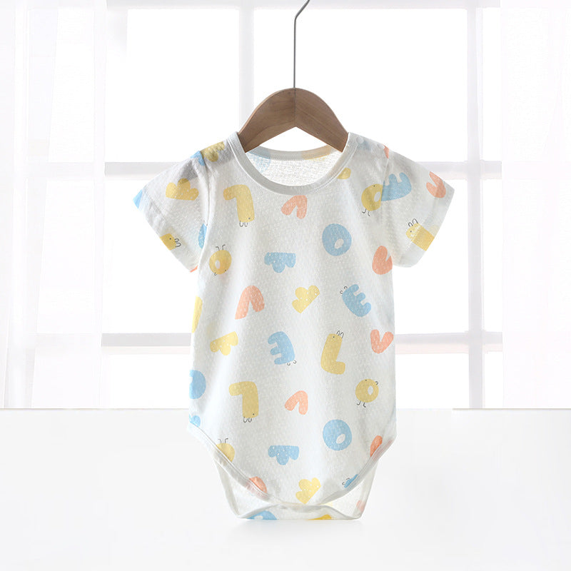 Baby bodysuit summer unisex infant short sleeve romper newborn pure cotton triangle onesie lightweight crawling suit