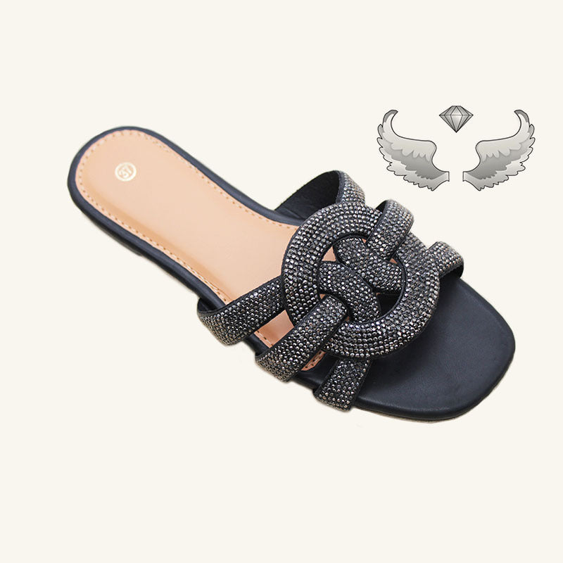 Suriname new  women's slippers light luxury with diamonds fashion wear-resistant craft shoes Ladies slippers