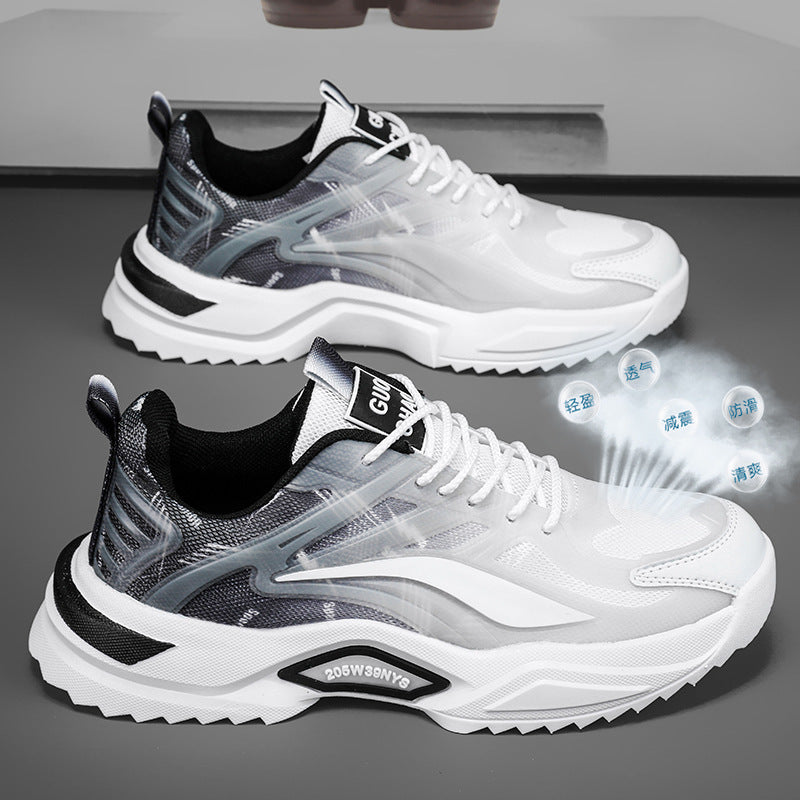 Men's spring 2025 new casual running sneakers - men's height increasing winter breathable white dad shoes - trendy sneakers