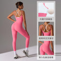 European and american cross-border fake two-piece suspender yoga suit one-piece sexy back lifting butt fitness jumpsuit women dlt015
