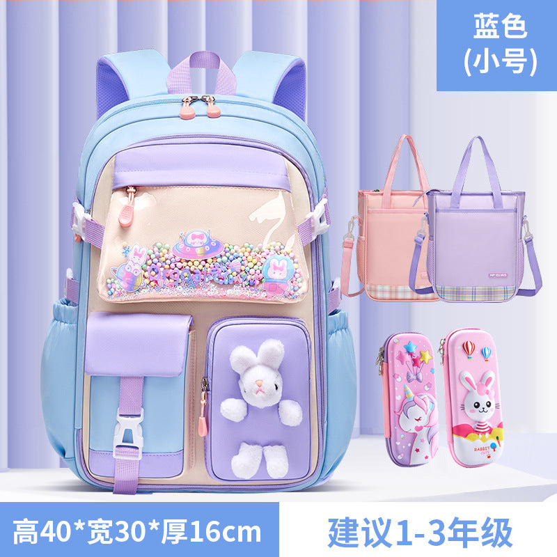 New primary school schoolbag women's refrigerator side open light large capacity load reduction cartoon children's backpack grades 1-6