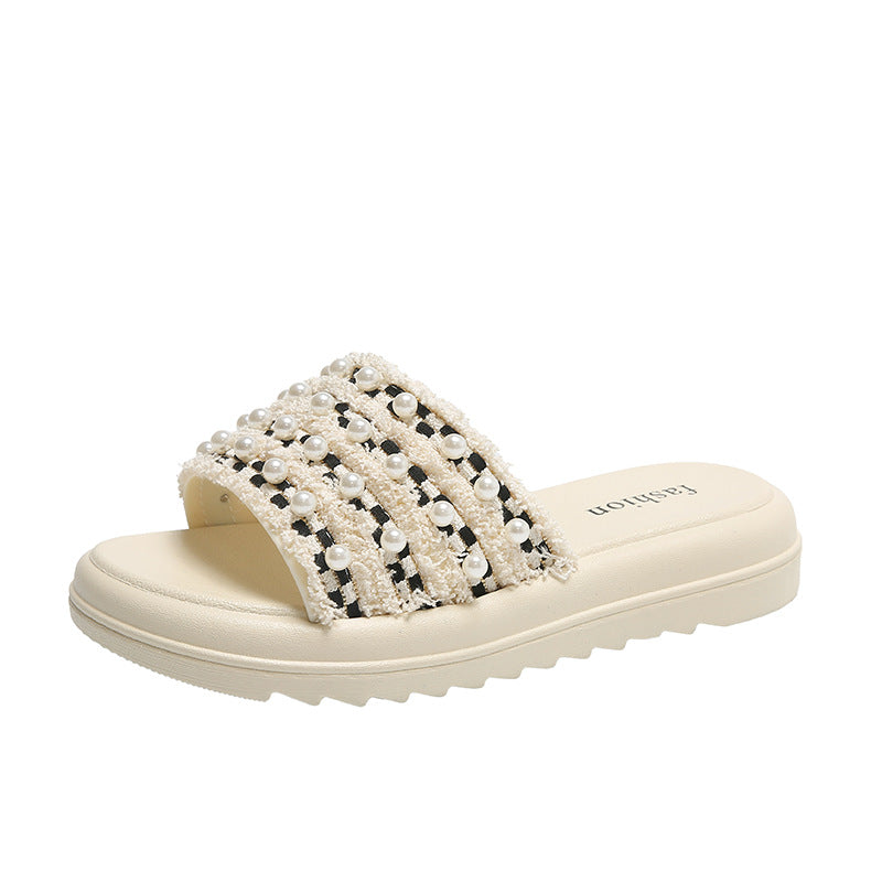 Summernew arrivalfairy small fragrant slippers women's ins trendy outwear one-line slippers soft bottom lightweight sandals thick sole