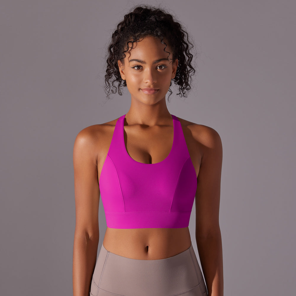 New seamless nude feel solid color racerback hook-and-eye sports bra - perfect for running, fitness, and yoga