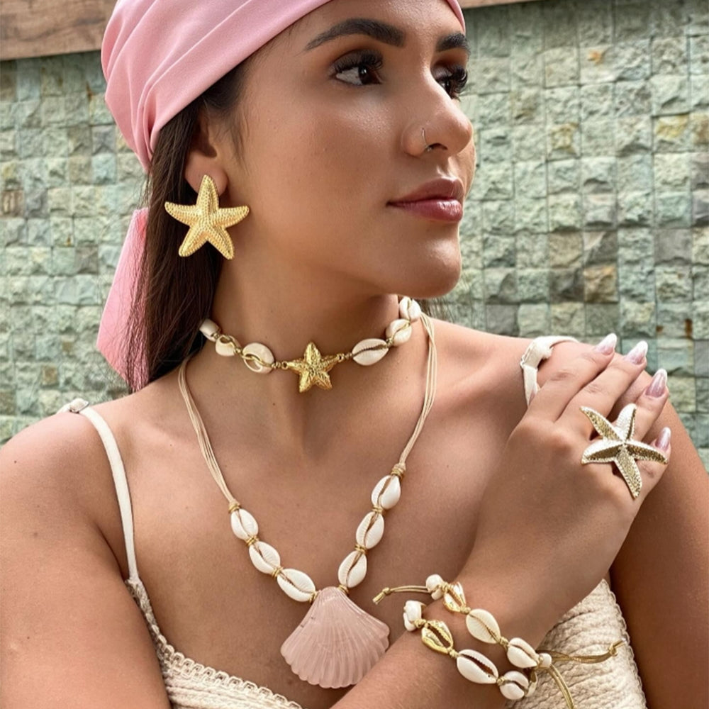 New arrival shell necklace wholesale fashion cross-border necklace bohemia beach style pendant women's double-layer design necklace