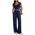 spring/summer new arrival: y2 european and american style women's casual slim-fit two-piece set - short sleeve top and long pants - commute outfit