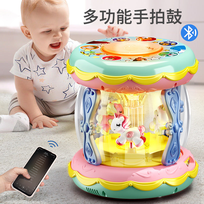 Infants and toddlers carousel hand drum baby early education puzzle lighting music drum toys children wholesale gift