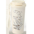 Creative artsyniche style lily of the valley coffee cup, straw, direct drinking, large capacity thermos cup, beautiful and portable satchel