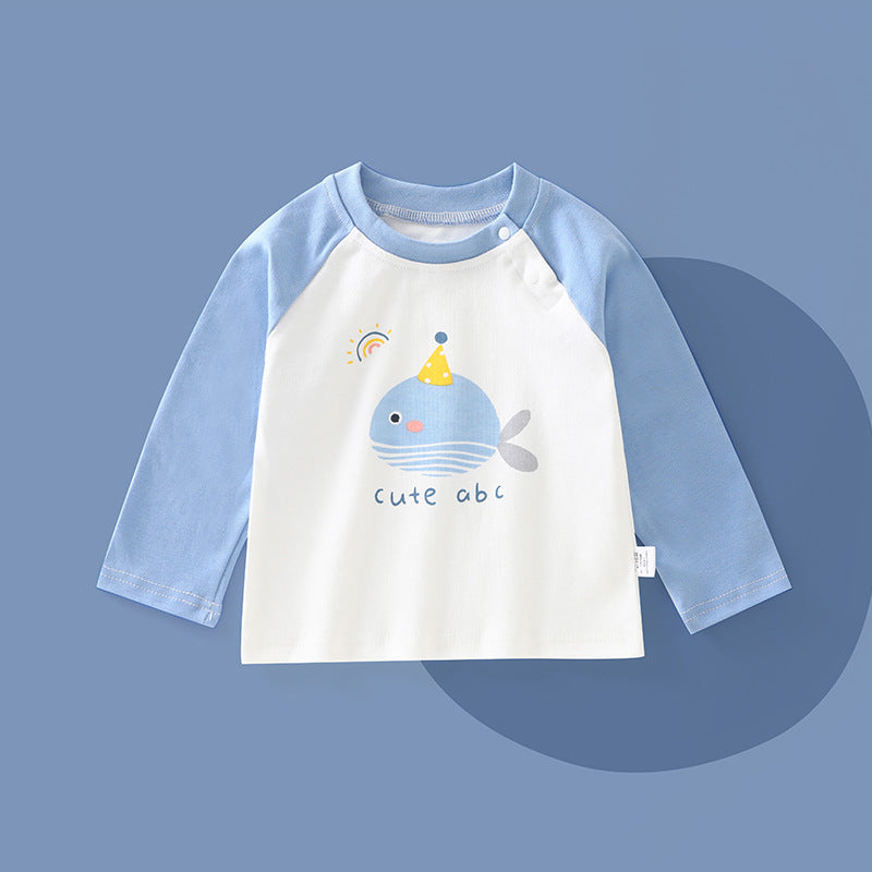 Pure cottonkidsspring & falllong sleevest-shirt boysautumtops single wear boys and girls bottom shirtkids styletops