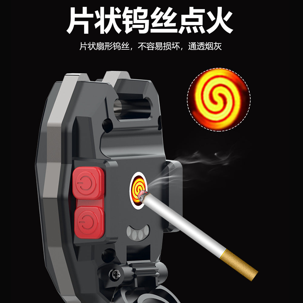 Cross-border new multi-function keychain light Type-C rechargeable cigarette lighter outdoor camping portable COB flashlight