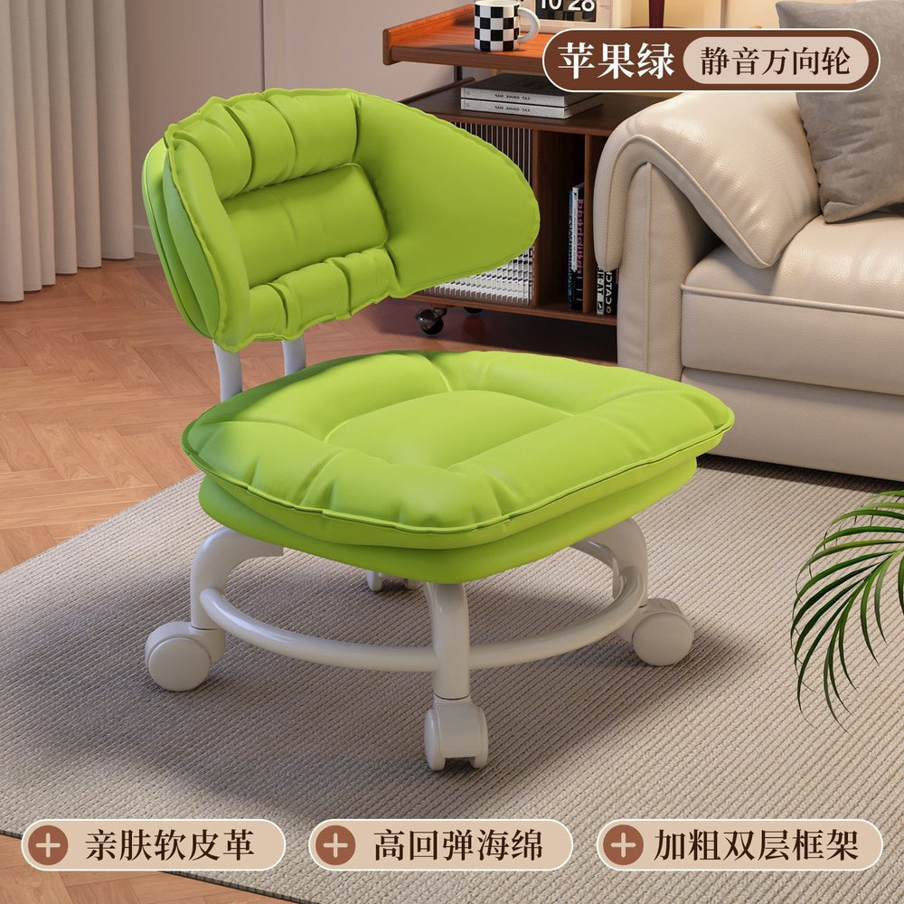 Small stool universal wheel small sofa chair soft package comfortable back chair lazy floor wiping multi-function pulley shoe changing stool
