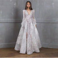 cross-border european and american style sequin dress - new  lace embroidery wedding dress, evening gown, and banquet dress