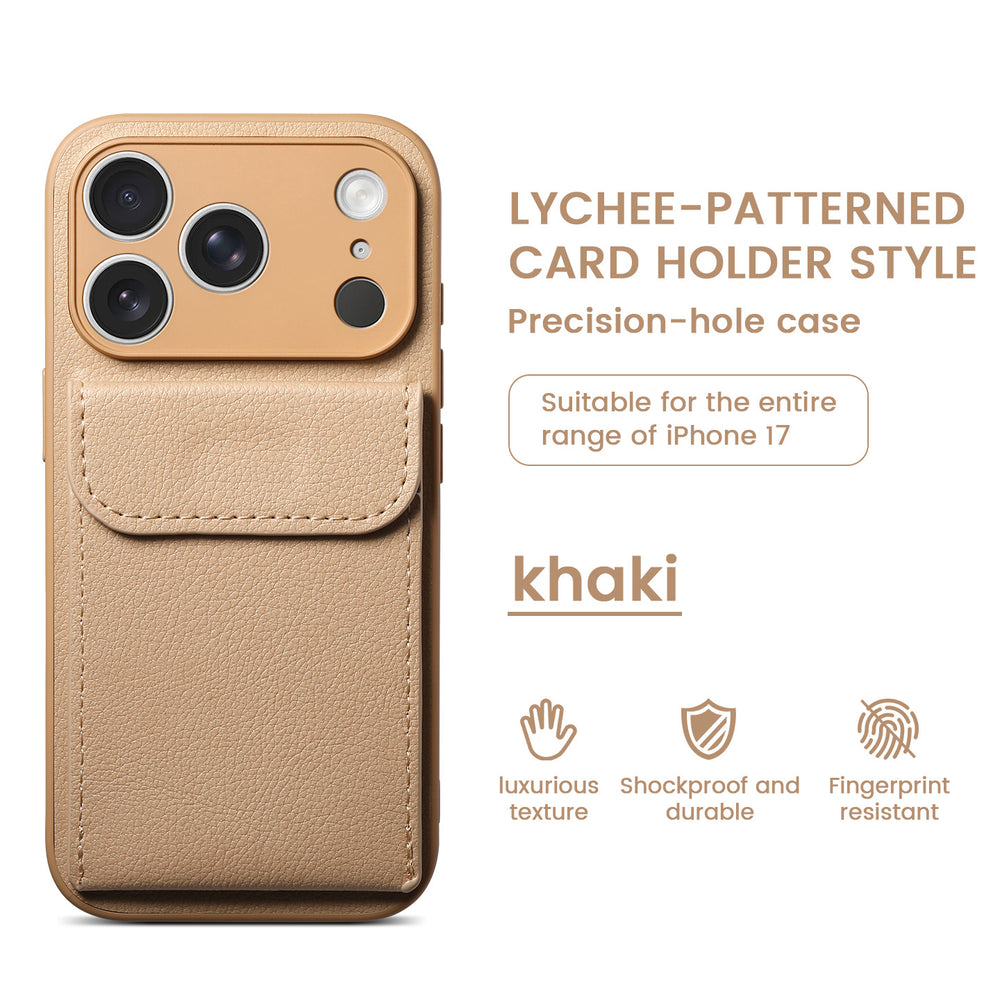 iphone 17 pro max leather case card holder phone case apple 16 vegan leather matte anti-drop protective cover