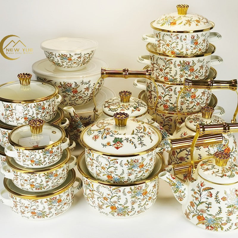 hot-selling thousands of beauties, flowers, birds and fragrant roses 20/24/30cm enamel soup pot