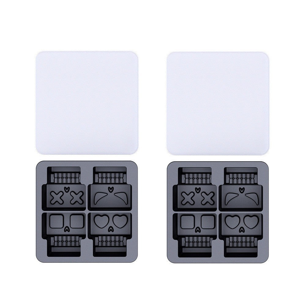 Cross-border spoof skull ice grid mold spoof with lid whiskey ice maker silicone ice cube ice mold film customization