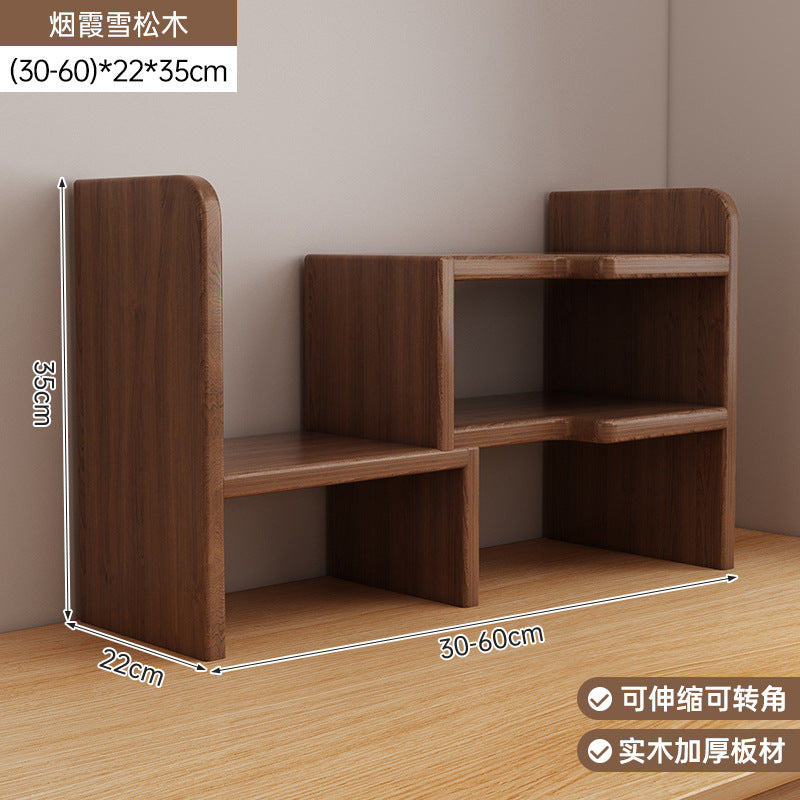 Solid wood core desktop bookshelf dormitory desktop storage office station storage simple corner multi-layer telescopic bookcase