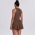 Cloud-feel half-zip fake two-piece yoga one-piece skirt running outdoor running fashion tape bottom a-line skirt tennis