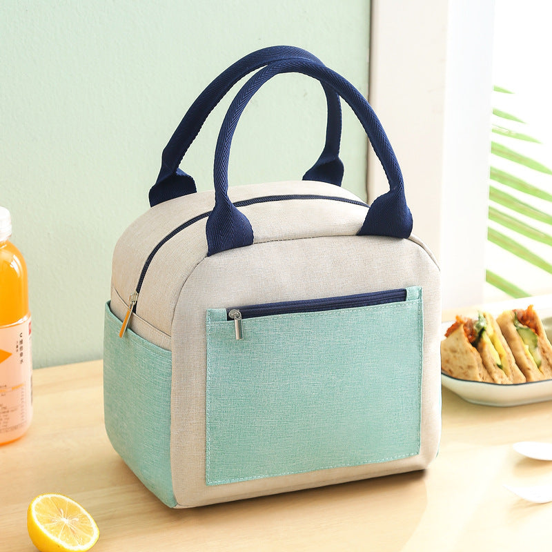 Color matching bento bag thermal insulation bag cationic lunch box handbag with rice aluminum foil thickened waterproof lunch box lunch bag