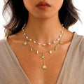 European and american beach ocean style stainless steel starfish seashell pendant necklace women's pearl choker designer necklace