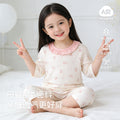 A-grade pure cotton summer lightweight pajamas, kids' loungewear, summer boys' and girls' three-quarter sleeve air conditioning suit, two-piece set