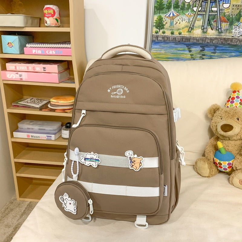 Minimalist mori-style large capacity lightweight ins-style fashionable versatile backpack for middle school, high school, and college students - perfect for travel