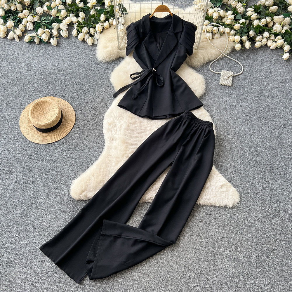 Lightly mature elegance style red strap suit women's springwork clothing suit collar classy sense slimming lookfashion outfit