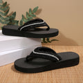 2025 summer new fashion lace rhinestone platform slippers women's aliexpress plus size wedge heel flat sandals
