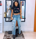 European and american style slit skirt  cross-border women's clothing fashionstylish multi-pocket hole high waist denim skirt