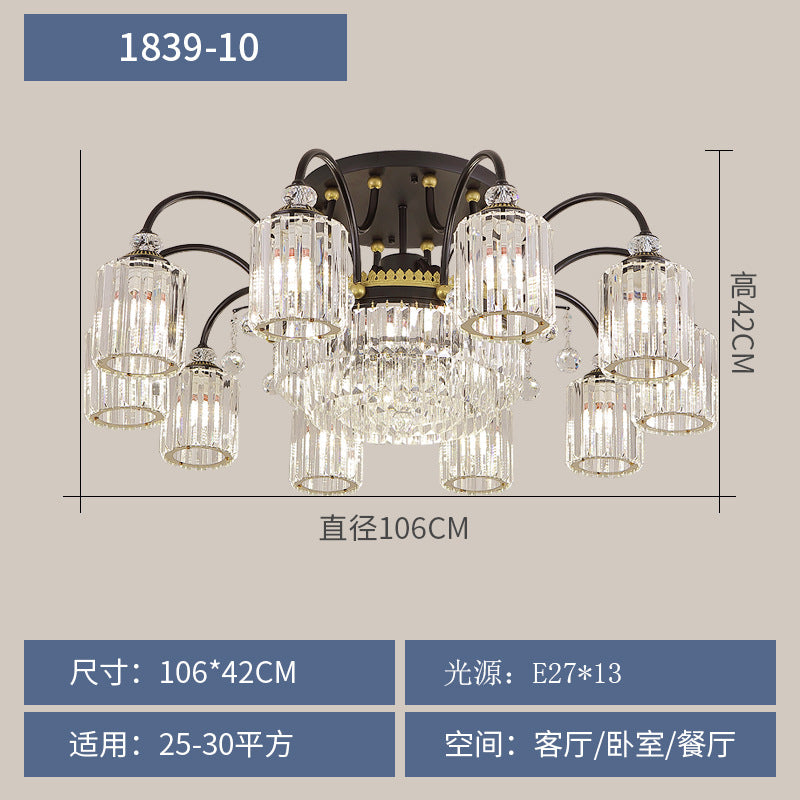 Villa hall main light dining room ceiling light 2025 new high-end crystal light modern light luxury living room chandelier