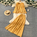 Commuting style classylong sleeves flower strap two-piece set female autum strap waist slimming lookhigh waistsuit skirt