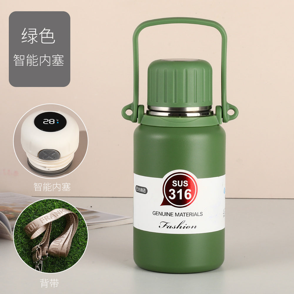 316 stainless steel tumbler with temperature display - keeps drinks hot or cold, ideal for outdoor sports. large capacity, portable water bottle with custom engraving available