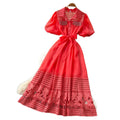 French yellow cut out short sleeve tie backdress women's summer accessible luxuryelegant style a-line work clothing long skirt