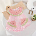 Cute and sweet summer outfit : stylish new cartoon baby girl's super adorable watermelon sleeveless summer romper for infants and toddlers