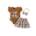 ins newborn infant baby girl summer style bear appliqué embroidered bodysuit triangle romper plaid butterfly