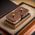 Walnut glass fruit plate living room for home high-end light luxury grid dried fruit plate new chinoiserie snack tea fruit plate