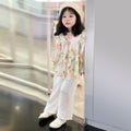 Girls' chiffon outfit set - autumn  collection: korean & japanese style floral print, long sleeve baby clothes wholesale