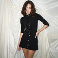 European and american style cross-border  new women's fashion short-sleeve cinched waist single-breasted button sexy slim-fit dress wholesale