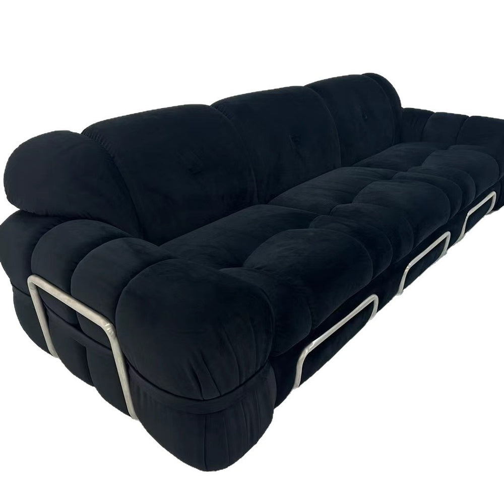 Nordic light luxury retro steel tooth velvet fabric sofa italian medieval style house living room small apartment three-seater