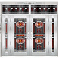 304 stainless steel door self-built house double-open rural glass door for home white steel rose entrance security door