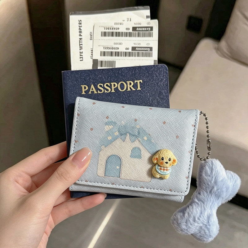 Korean style short wallet multifunctional card holder cute cartoon foldable multi-card slot leather wallet student high-value design