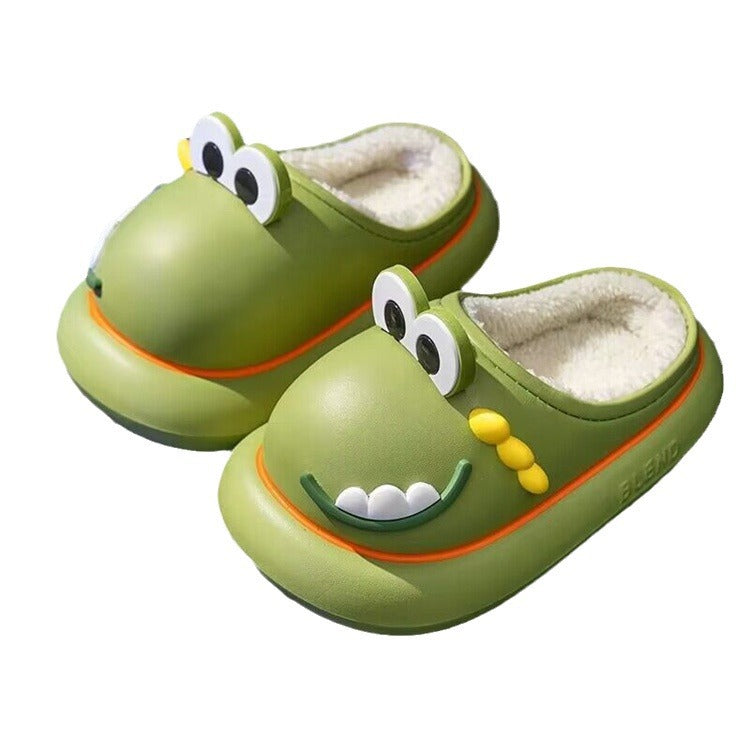 Kids cotton slippers fleece-linedoutwear fur shoes heattech baotou new arrival cartoon waterproofwinter indoor bag