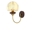 French medieval wall lamp bedroom bedside lamp american retro pattern fabric living room solid wood background wall lamp