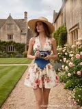 Amazon tiktok pinduoduo foreign trade cross-border fashion american halter patchwork denim dress summer casual