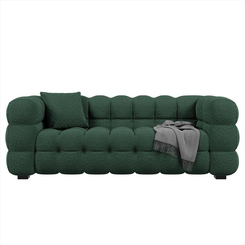 Nordic light luxury teddy lamb velvet sofa, modern minimalist cream style latex italian minimalist chaise lounge sofa