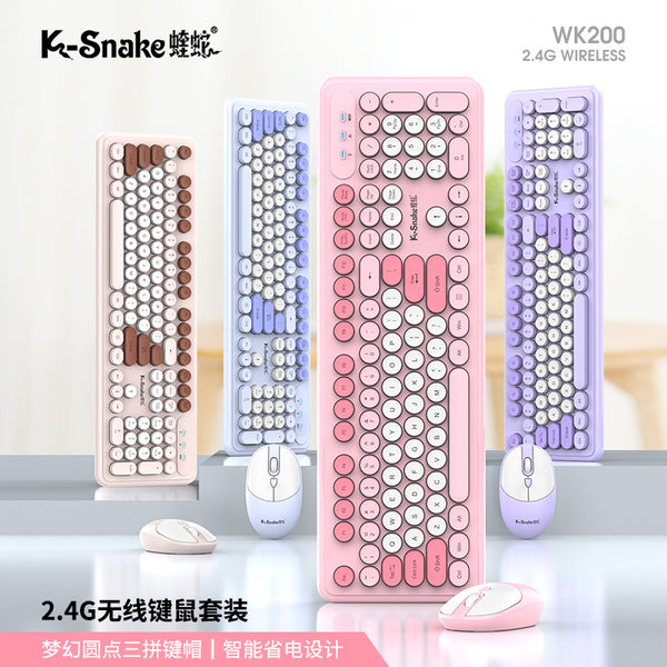 Viper WK200 Wireless Keyboard Mouse Set Desktop Computer Laptop Office Business Fashion Girls Keyboard