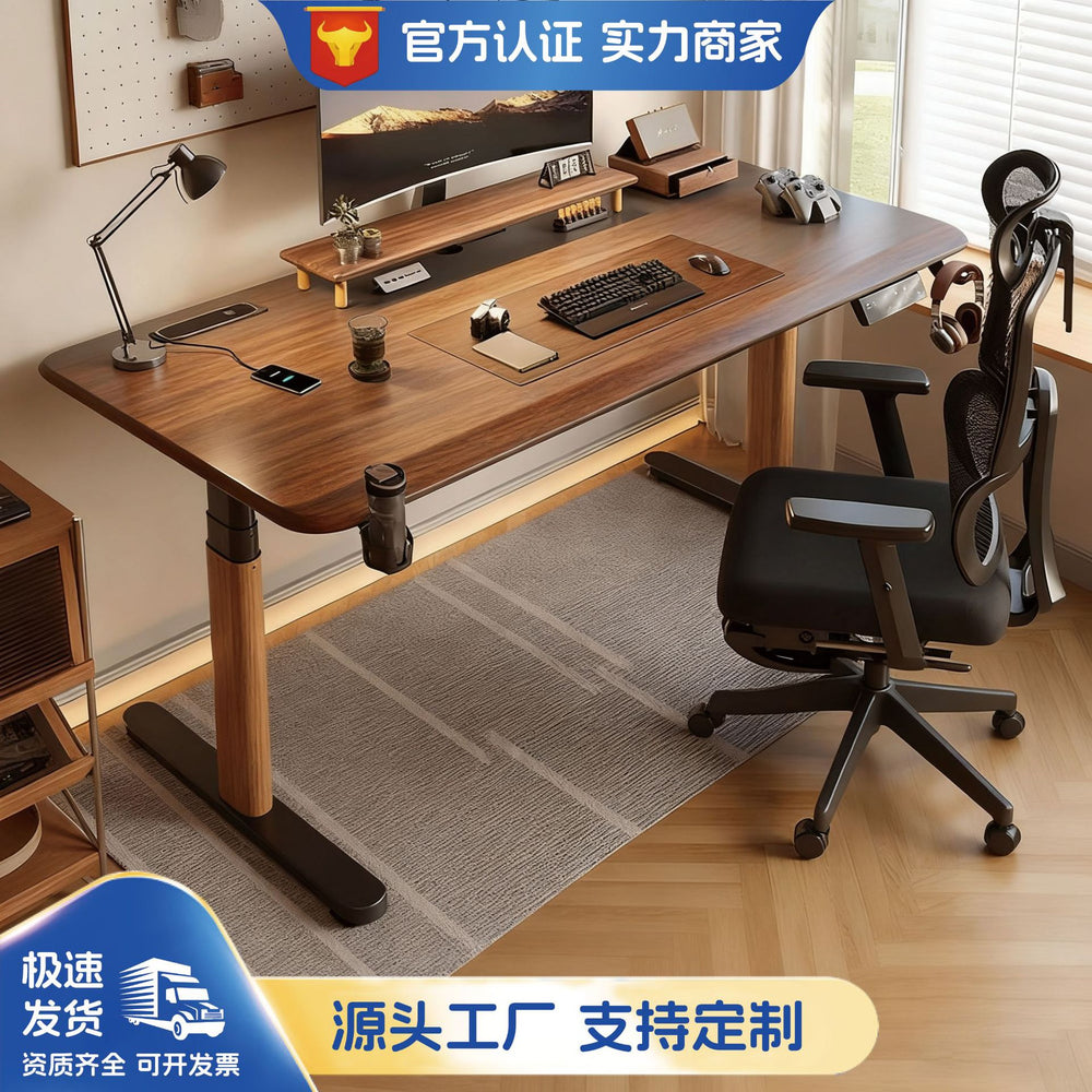 Electric adjustable height desk, solid wood desk, dual motor computer desk, desktop gaming desk, study desk, office desk, minimalist table