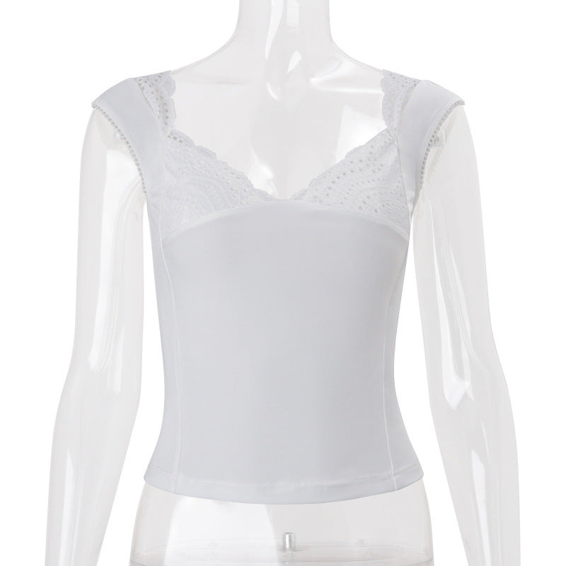 Amazon women's clothing  spring new fashion hot girl style minimalist solid color slim fit versatile cropped top