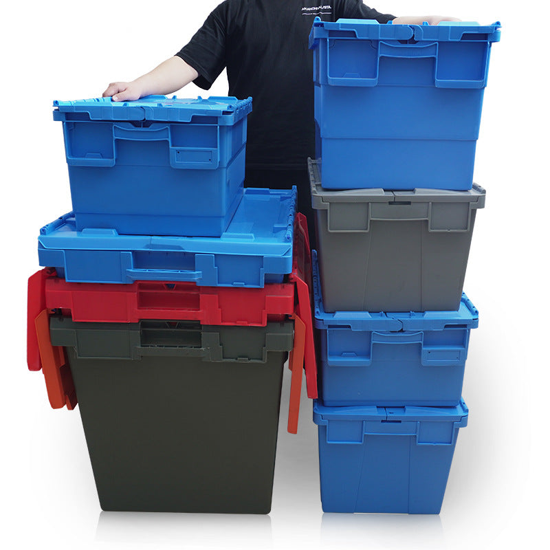 Inclined turnover box Blue plastic transportation turnover box with lid Sealed medical storage box Factory wholesale