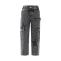 kidsjeansfashion style star printing large flap pocket pants gray girl loose pants cool children's clothing pants