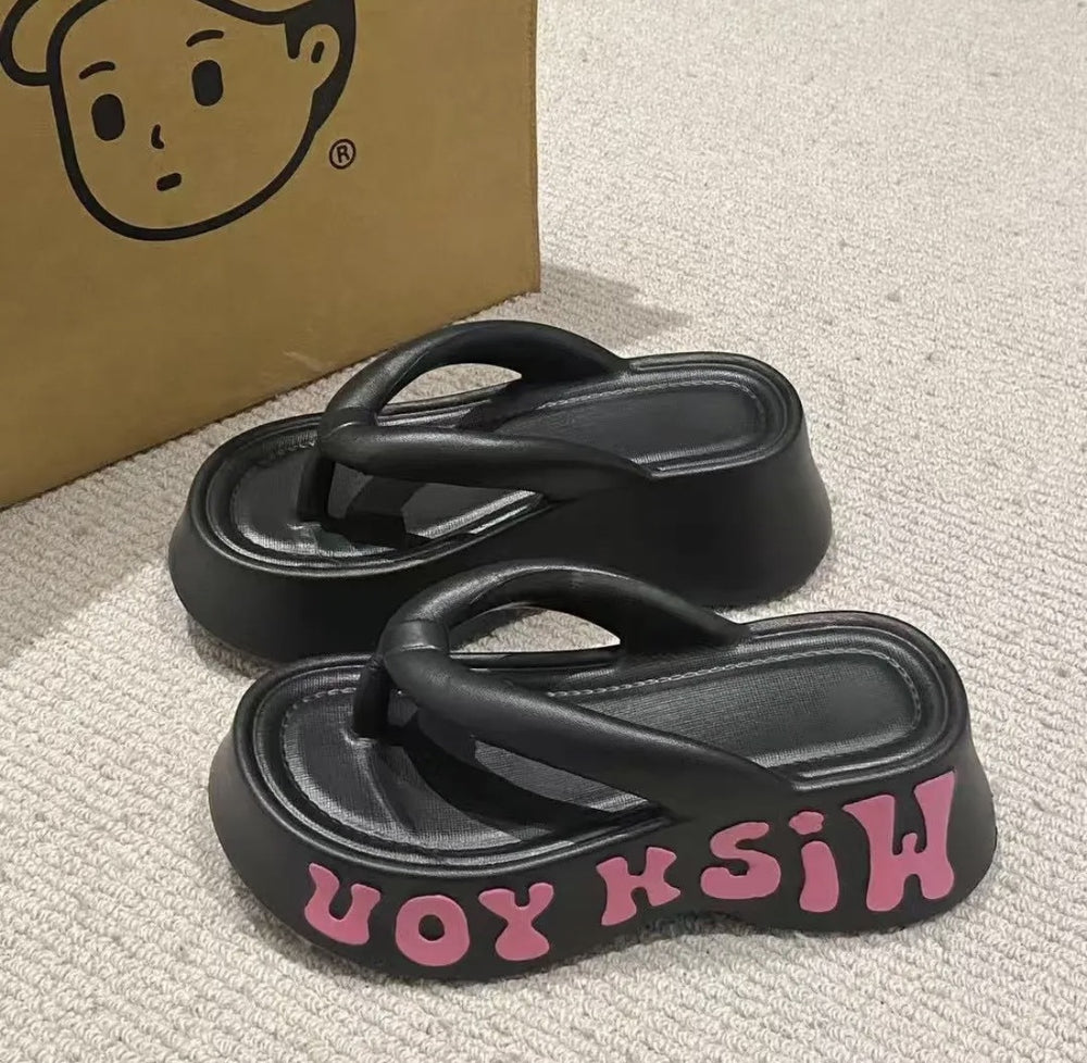 High-heeled flip-flops for women new arrivalthick soleeva slippers for women beach beach shoes for women fashion flip-flops wholesale